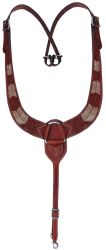 Showman Floral tooled leather pulling collar with rawhide buckstitch inlays